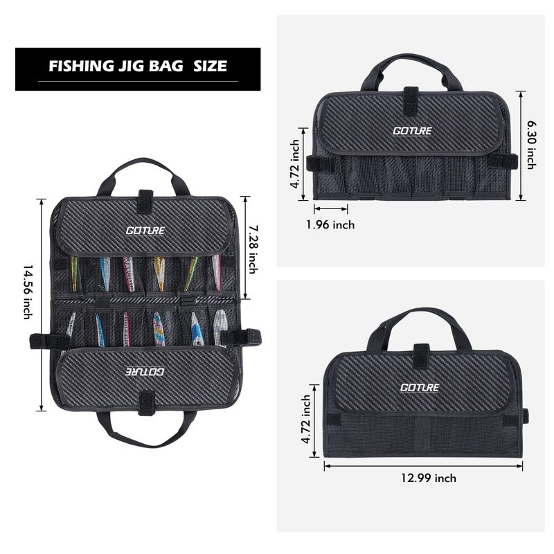 Goture 24 Pockets Internal & External Combination Portable Vertical Jigs Lure Bag Fishing Gear Bag with Nylon Button - 13.39 Inches by 7.87 Inches - Image 5